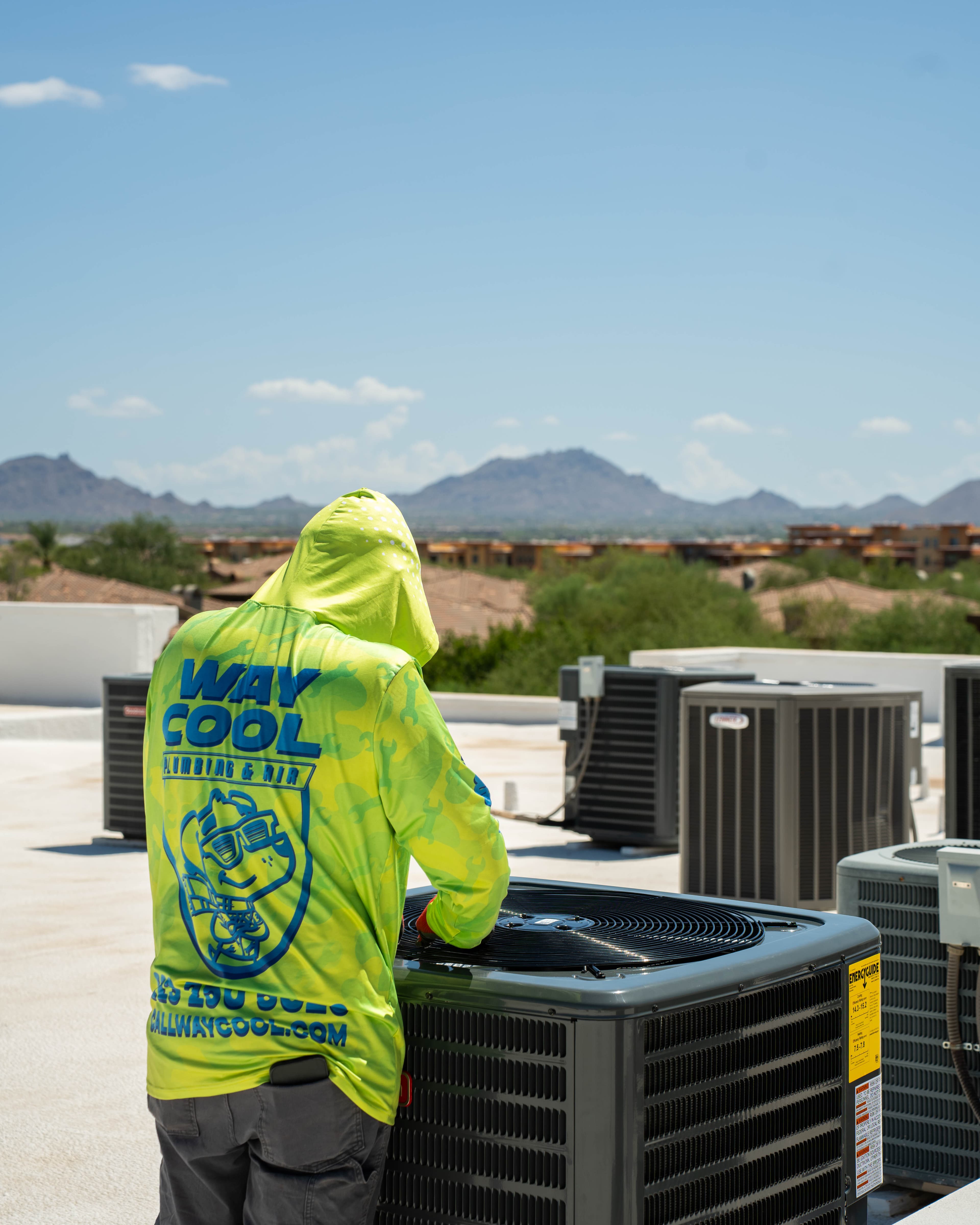 Way Cool tech on a Phoenix-area rooftop in Tolleson, AZ