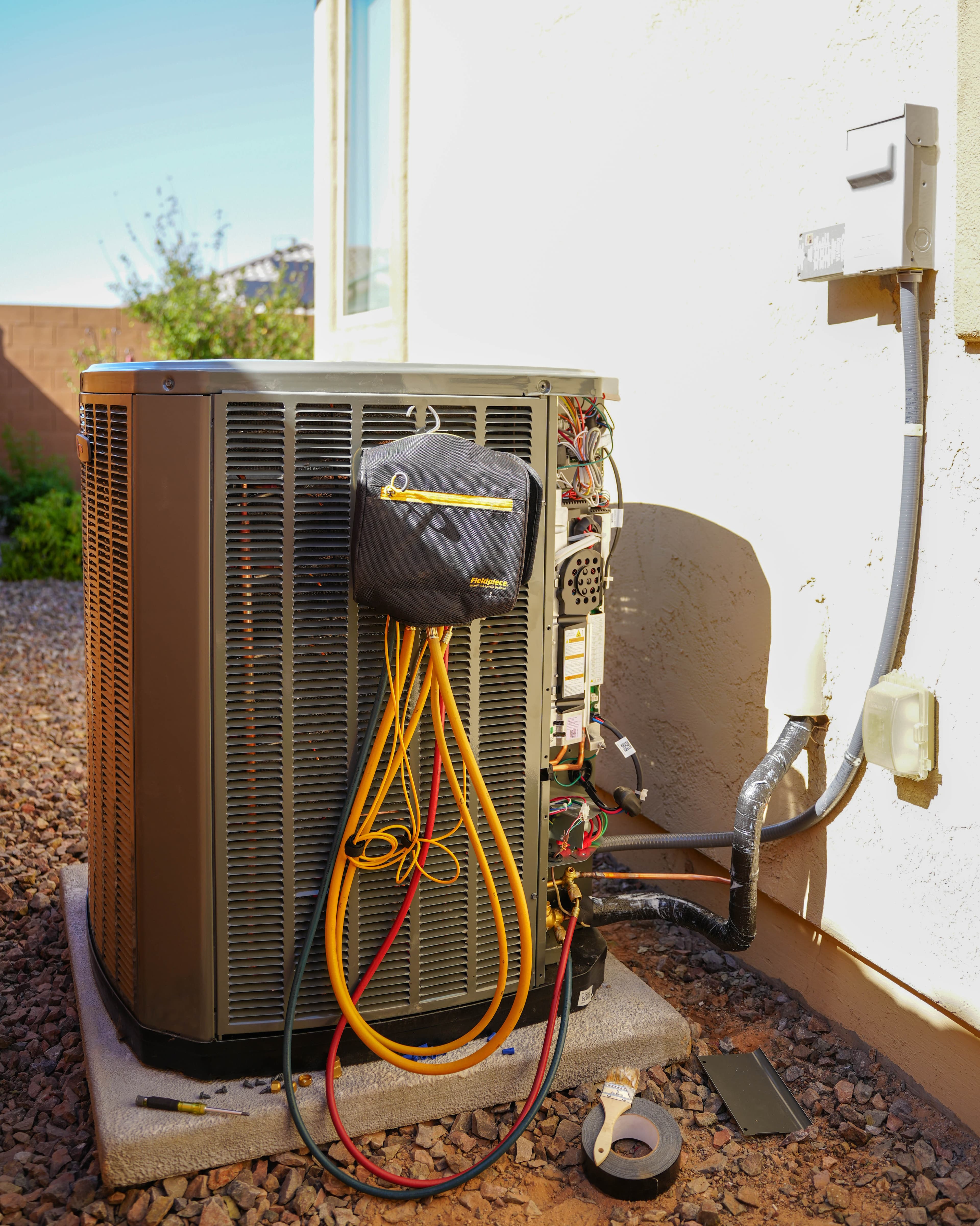 AC condenser unit on a Phoenix slab