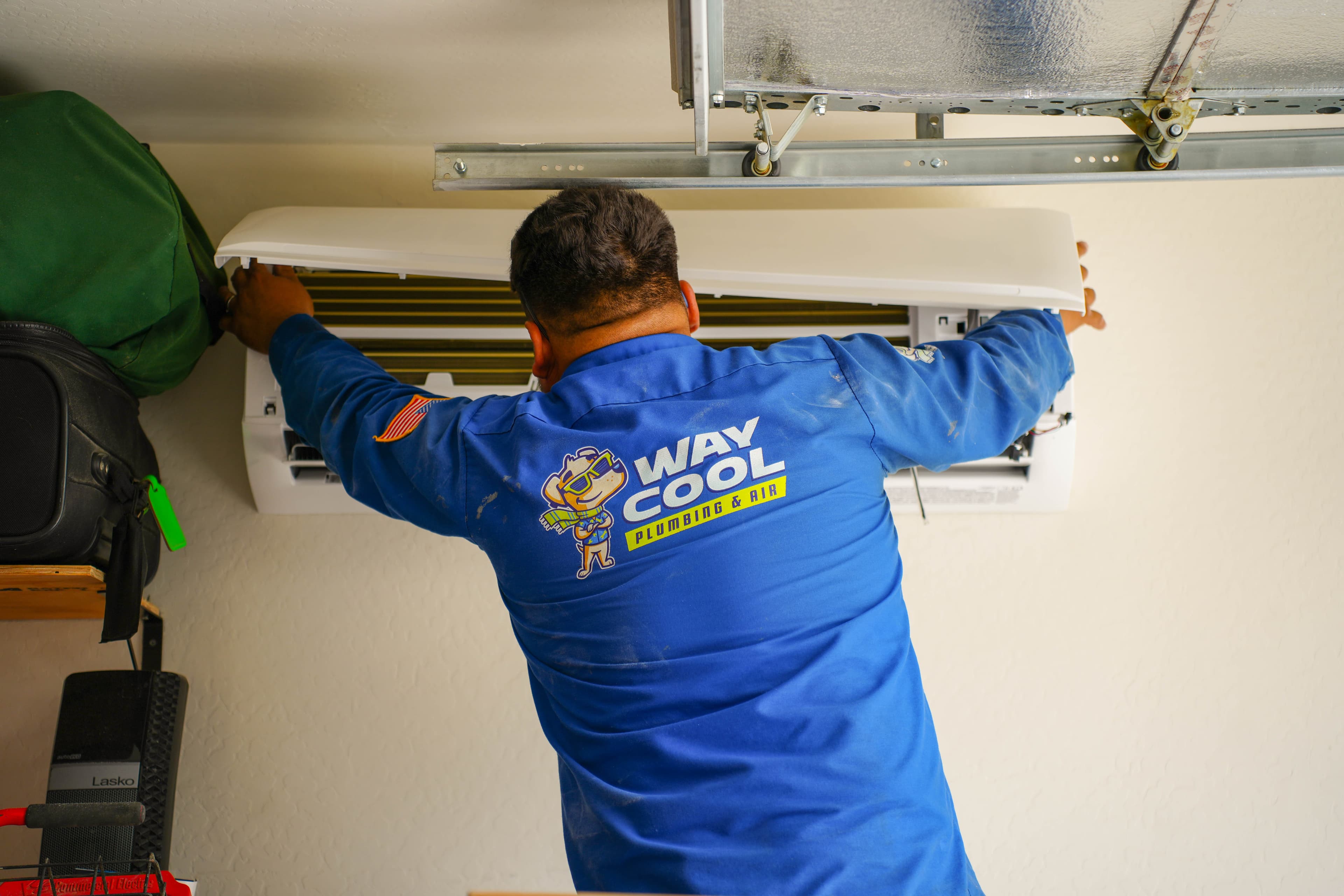 Way Cool tech installing a ductless mini-split