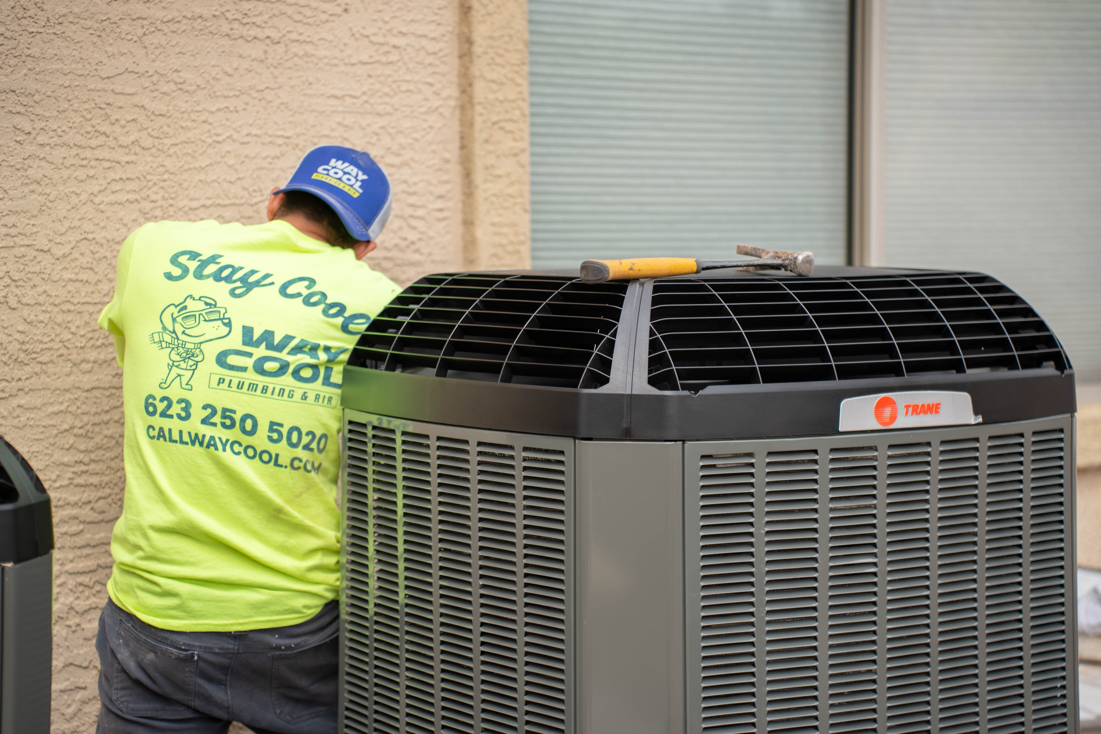 Newly installed Trane condenser on a Phoenix home