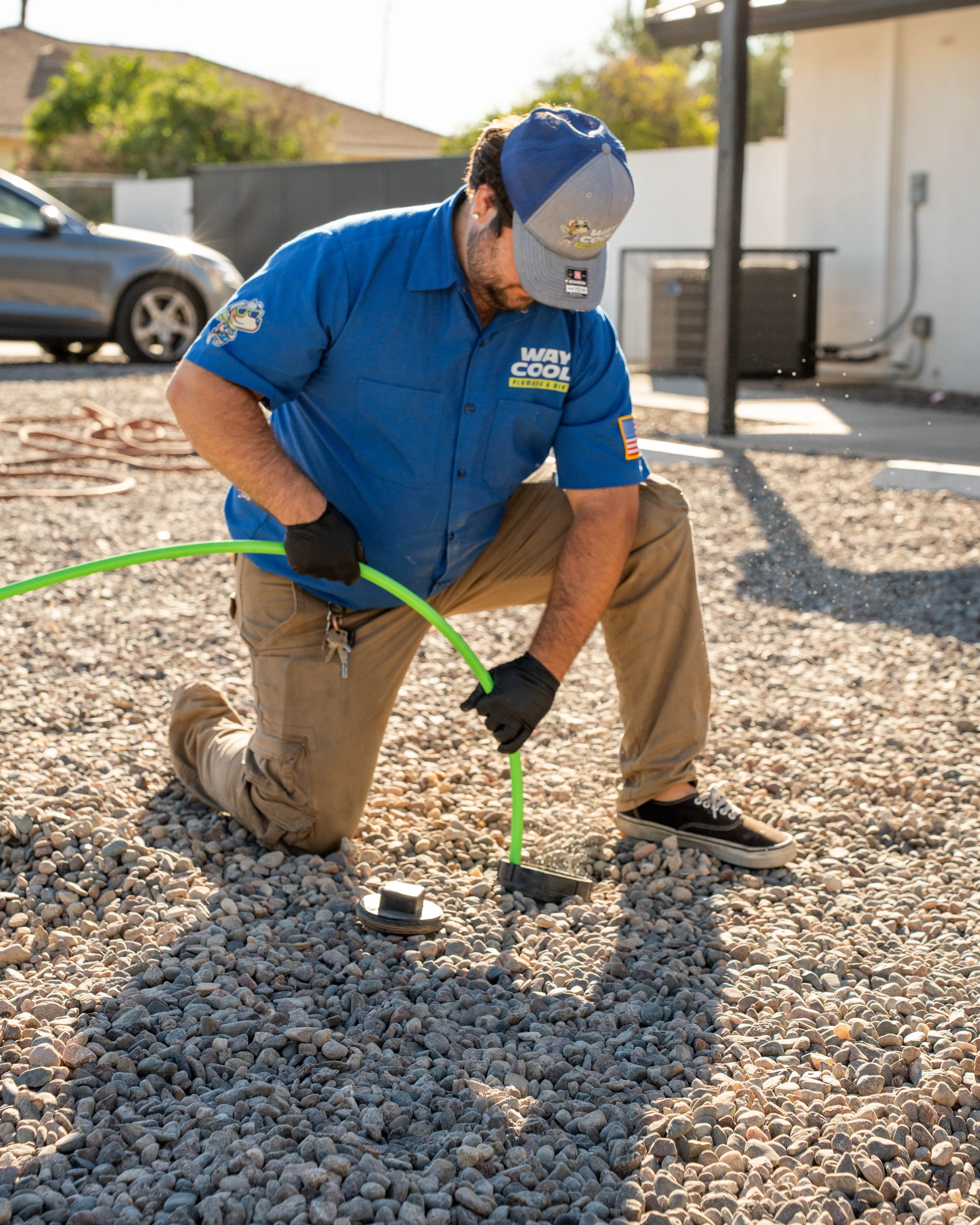 Way Cool tech jetting a drain line